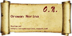 Orowan Norina névjegykártya